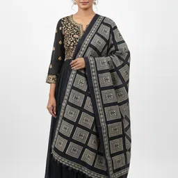 Art Silk Printed Black Women Dupatta-image-17