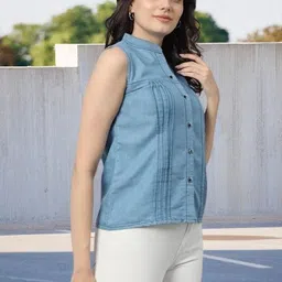 houseofcommon Women Regular Fit Self Design Button Down Collar Casual Shirt image 4