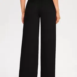 chalodia Women Regular Fit Black Cotton Blend Trousers image 2