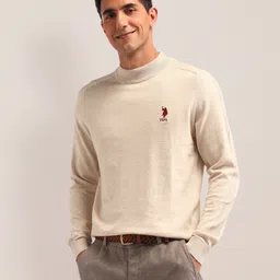 u.s. polo assn. Men Printed High Neck Blue Sweater-picture-28