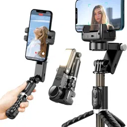 RETRACK Q18 Gimbal Stabilizer, Extendable Auto Balance Selfie Stick Tripod with Fill Light, 360° Face Tracking Stand, 1-Axis Multifunction Remote, for iPhone/Android Smartphone, Video Recording Bluetooth Selfie Stick-image-64