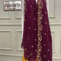immy Chiffon Embroidered Purple Women Dupatta image 2