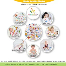 babywish Cartoon Single Swaddling Baby Blanket for AC Room image 4