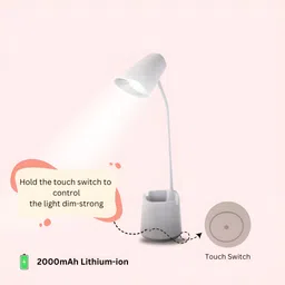 devicehub Compact Table Lamp with 3 Color Modes (White, Warm White, Warm) | Touch Switch | Study Lamp image 3