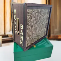 harbor Traditional brown wooden box for collecting and saving money Coin Bank image 4