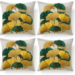 flipkart smartbuy Microfibre Cushion Pack of 4 Floral Golden Aura Collection-picture-31