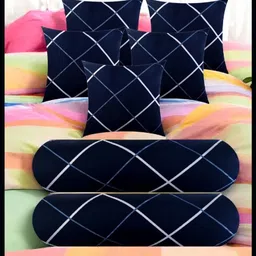 urmila creation 5 Cushion 2 Bolster Microfibre Stripes Bolster Pack of 7 image 1