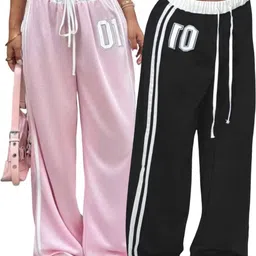 clothina Pack of 2 Women Striped Multicolor Track Pants-picture-38