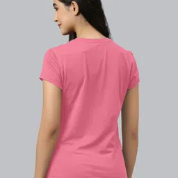 zentworld Women Printed Round Neck Cotton Blend Maroon, Pink T-Shirt image 5