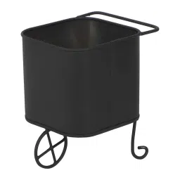 amaya decors Black Square Snacks Platter with Wheels image 4