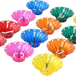 craftam Transparent 3D Reflaction Floating Hard Plastic Diya For Home Decor Plastic (Pack of 12) Table Diya Set image 2