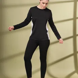 chkokko Women Solid Round Neck Polyester Black T-Shirt image 4