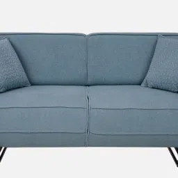 durian Cassandra Fabric 2 Seater Sofa with Flip Back Mechanism In Blue Colour image 4