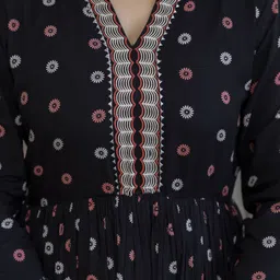 purshottam wala Women Fit and Flare Black Ankle Length Dress image 4