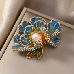 SYGA Women Elegant Peony Flower Brooch – Alloy, with Pearl Accent Brooch-picture-14