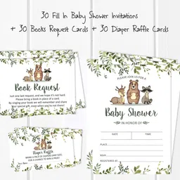 inkdotpot Set of 30 Jungle Animal Invitations Baby Shower Request Cards Neutral Invites Invitation Card image 3