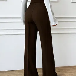 njfab Women Regular Fit Brown Viscose Rayon Trousers image 2