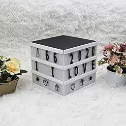 iktu 10 LED Lights Square 4D Cinematic Light Box,, Cinema Light Box, Letter Light Box, 4 Sides Lightbox with 150 Letters & Symbols Table Lamp image 5