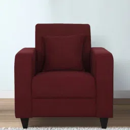 woodsworth from pepperfry Alba Fabric 1 Seater Sofa In Garnet Red Colour image 1