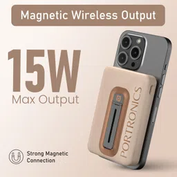 portronics 10000 mAh 20 W Wired & Wireless With MagSafe Compact Pocket Size Power Bank image 2