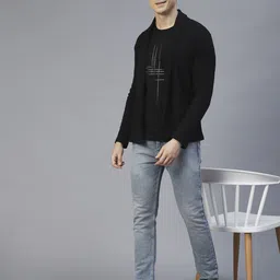 rigo Men Straight Full Sleeve Black Shrug image 3