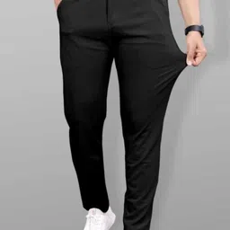 we perfect Pack of 2 Men Slim Fit Black, Grey Lycra Blend Trousers image 3