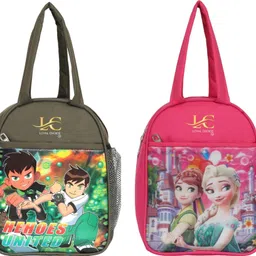 loyal choice Lunch bag 2 Combo Dark green & Navy blue with Ben 10 poster for both men&women. Waterproof Lunch Bag image 1