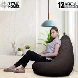 style homez XL ORGANIX Collection, Organic Jute Fabric Classic Teardrop Bean Bag With Bean Filling image 3