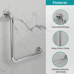 impulse by plantex L-Shape Grab Bar for Bathroom/Wall Mounted Safety Hand Support Rail- Shower Grab Bar image 3