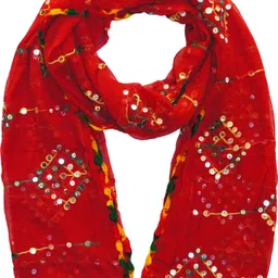 Chiffon Embroidered, Embellished Red Women Dupatta-image-30