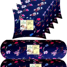 actos Combo Set Of 5 Cushion And 2 Microfibre Floral Bolster Pack of 7-picture-14