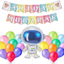 Aqiqah Ceremony Decoration Kit with Astronaut Foil Balloons-image-40