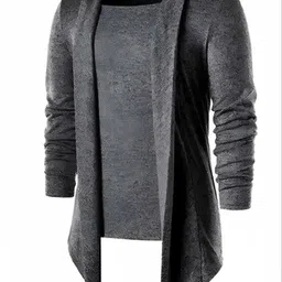 avinexx Men Kimono Style Full Sleeve Grey Shrug-picture-24