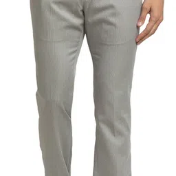 park avenue Men Slim Fit Grey Polyester Trousers-picture-11