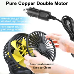 autogarh High Speed Moveable Dual head Car Cooling Fan 12V With 360 Degree A-229 Car Interior Fan image 2