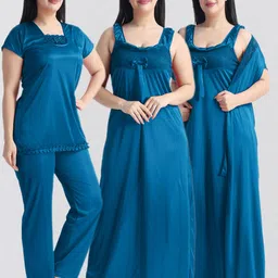 night keys Pack of 4 Women Nighty with Robe-picture-19