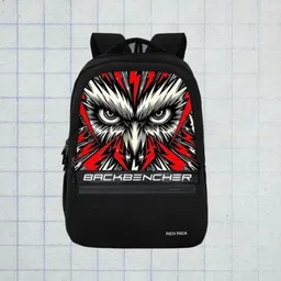 richpack Medium 25 L Laptop Backpack Backbencher Trendy School & College Bag | Owl Face Laptop Backpack image 1