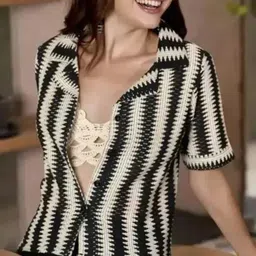 sunilclotheswala Women Regular Fit Striped Button Down Collar Casual Shirt image 1