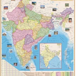 smartbooks ENGLISH MAP INDIA POLITICAL LAMINATION MAP Size (40inch * 28inch) Paper Print | Best Useful for UPSC, SSC, IES and other competitive Exams. Paper Print (40 inch X 28 inch) Paper Print image 2