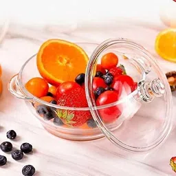 madcube Glass Mixing Bowl Microwave Oven Safe Serving Glass Bowl Set with Glass Lid image 2