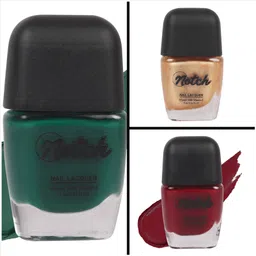 notch 9ml Each Premium Long Lasting HD Finish Smooth Matte Look Nail Polish/ Enamel (Forest Glam), (Gold Crown), (Maroon Magic)-picture-24