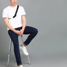 supernova inc. Men Slim Mid Rise Dark Blue Jeans image 4