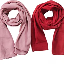 trendingtales Solid Georgette Women Red Stole-picture-21