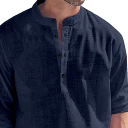 lirmo Men Solid Cotton Blend Straight Kurta image 2