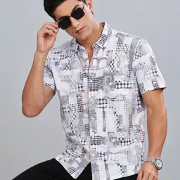 bullmer Men Regular Fit Printed Spread Collar Casual Shirt-picture-22
