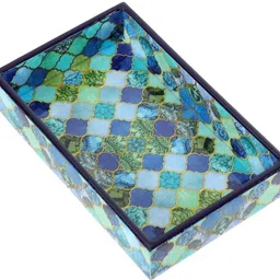 duli Enamel Coated 8x5inch Multipurpose Serving Tray for kitchen Tray, Bedside Tray image 2