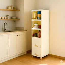 maxtid Plastic 5 Layer White Storage Cabinet for Laundry Room Storage Basket-picture-11