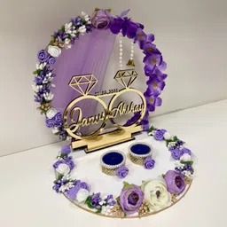 vissera Decorative Ring Platter for Engagement/Wedding Wood Decorative Platter-picture-17