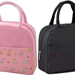 krishna world enterprise Black Lunch Bag and Orange Cat Lunch bag Waterproof Lunch Bag image 1