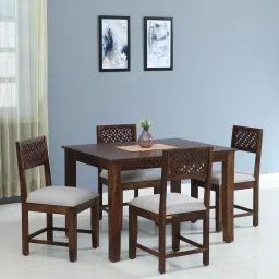 mudramark from pepperfry Parnika Sheesham Wood 4 Seater Dining Set In Scratch Resistant Provincial Teak Finish image 1